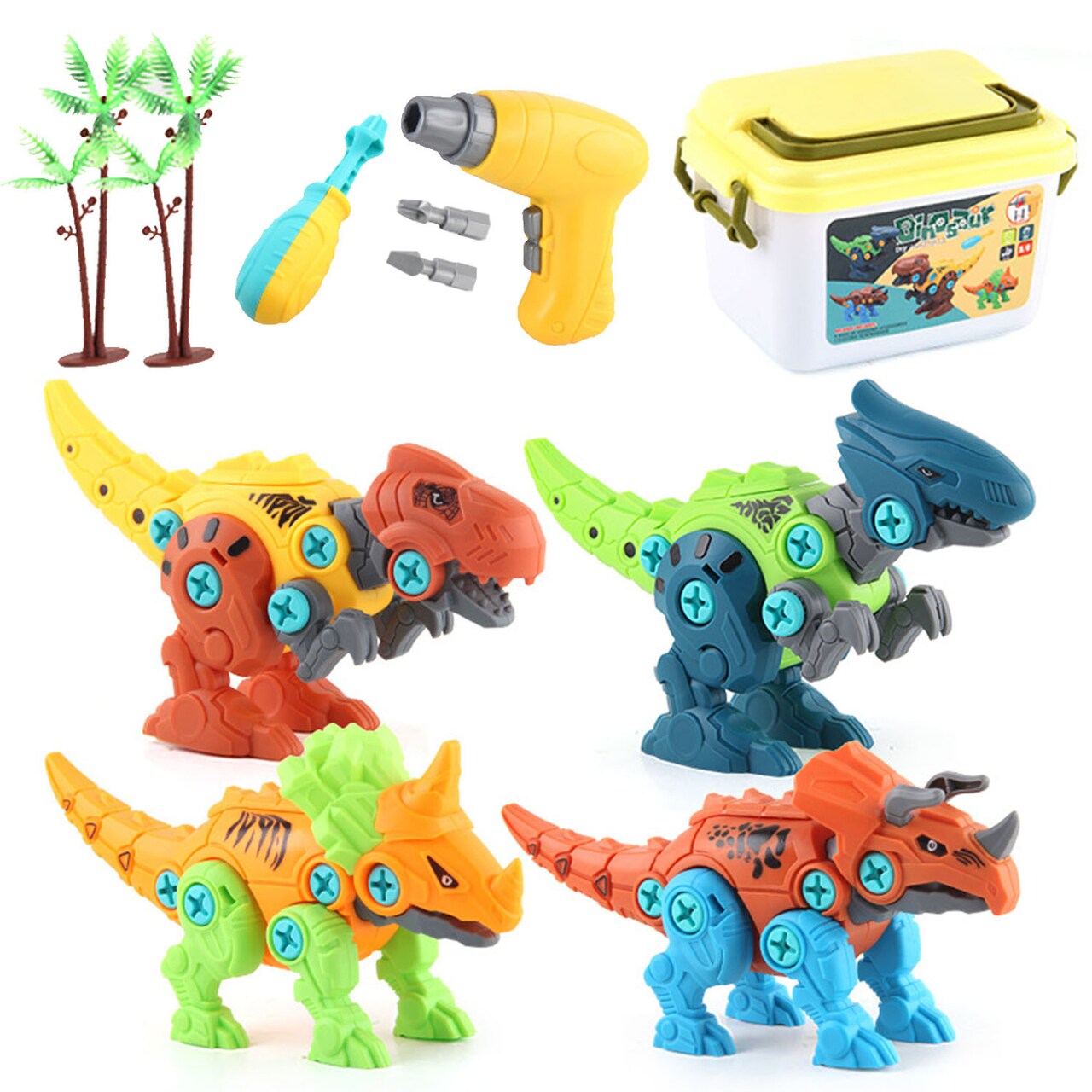 DIY Dinosaur Construction Building Block Assembly Toys with Electric Drill